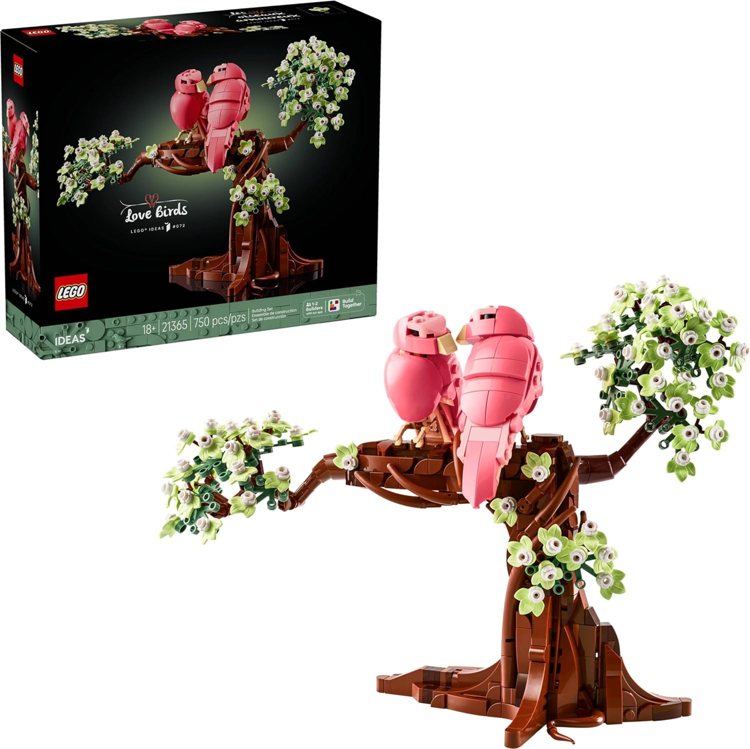 LEGO Ideas Love Birds 21365 Building Set – Colorful Brick-Built Bird Display Model, Romantic Home Decor & Collectible Set for Adults