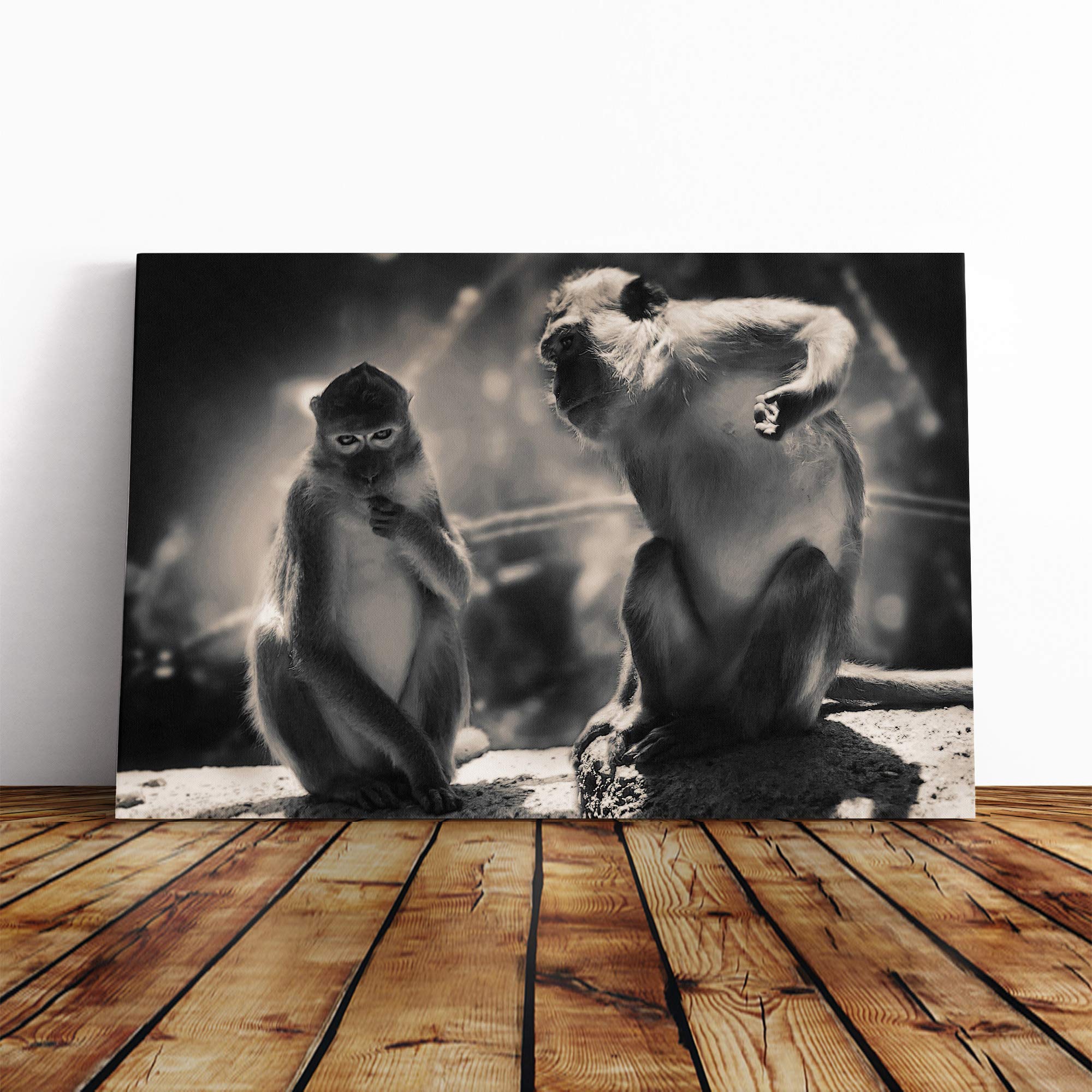Mountain Monkeys Canvas Print | Gallery Wrapped 30mm Frame Wall Art | 24x16 inches | Ready to Hang | Modern Landscape Picture | Living Room Bedroom Lounge Office