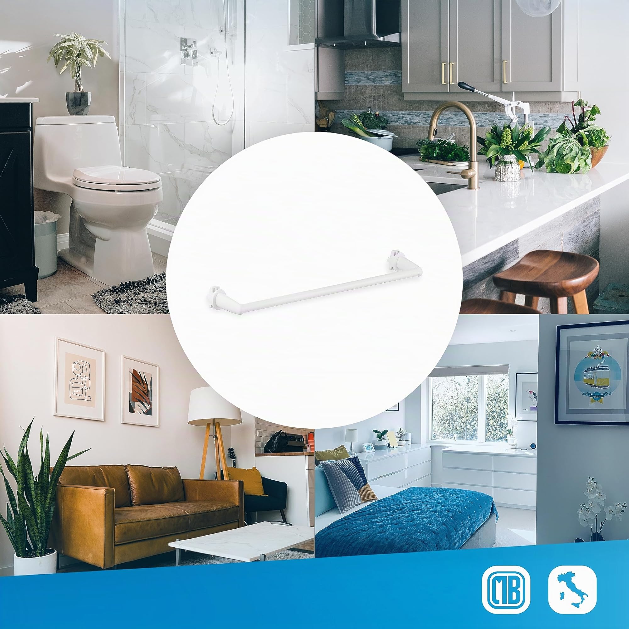 Porta Asciugamani Bagno per Termosifone scaldasalviette. Accessorio Autoavvitante Senza Fori. Appendi Asciugamani per radiatore scaldasalviette - bianco