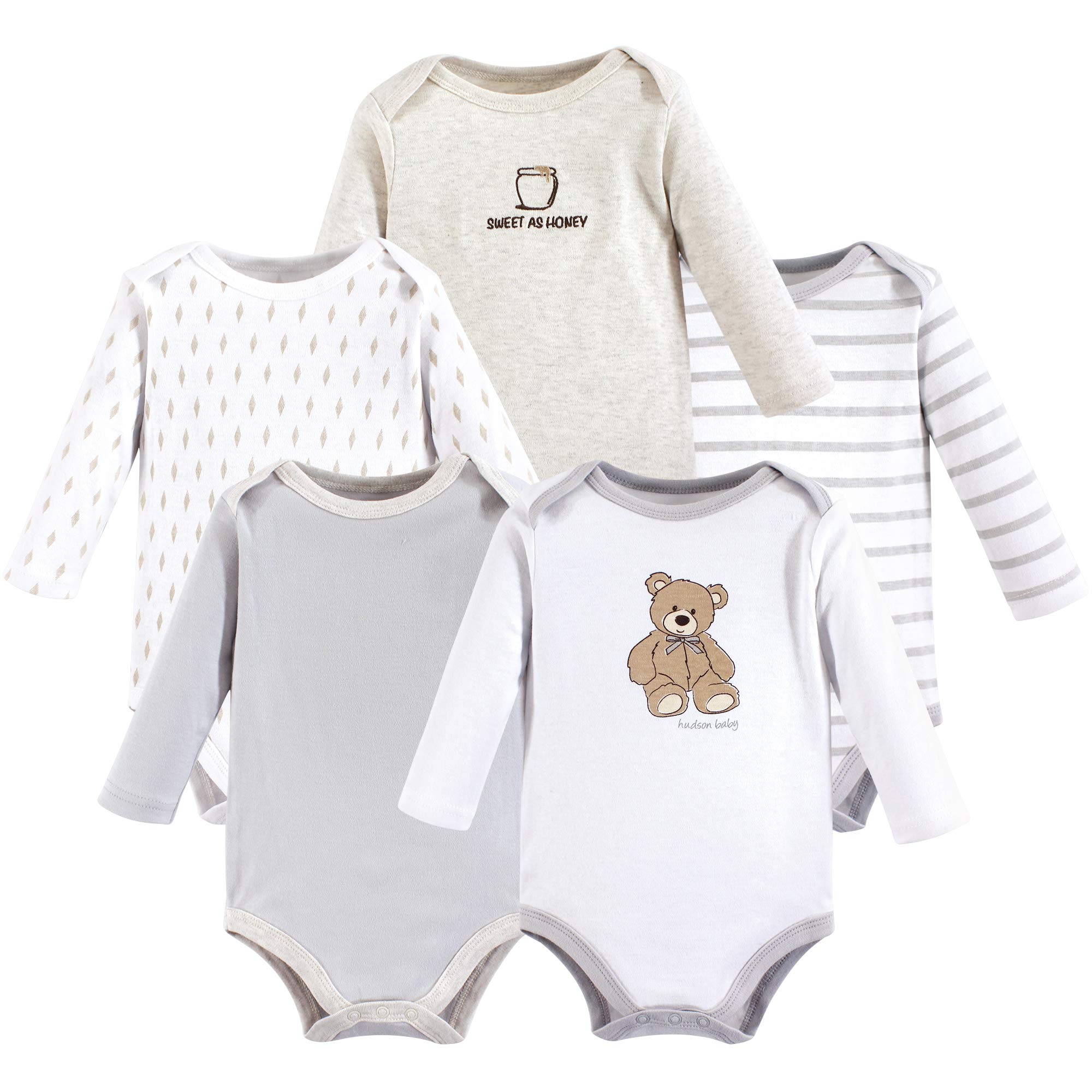 Hudson Babyunisex-baby Cotton Long-sleeve Bodysuits T-Shirt Set (pack of 1)