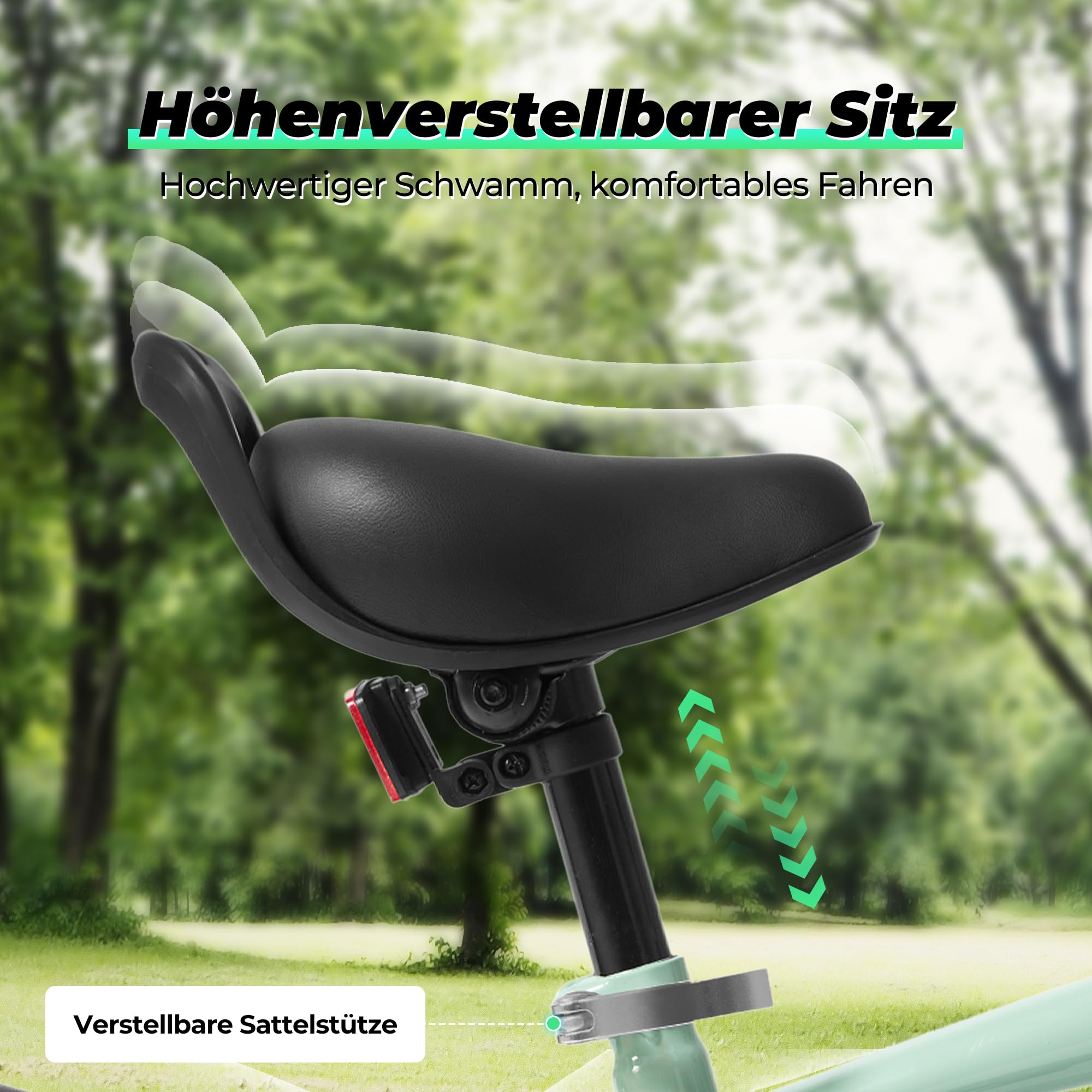 BODIOO Kinder Fahrrad 12 Zoll Kinderfahrrad mit verstellbarem Sitz, Dualbremsen, Stützrädern, Reflektor und Schutzblech, geeignet für Fahrer von 84 bis 97 cm