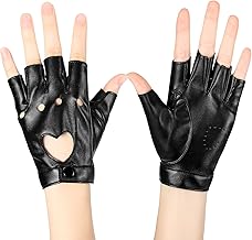 Sintege Punk Half Gloves Women Punk Half Finger Gloves Belt Half Finger PU Leather Performance Gloves Hollow Out Mittens