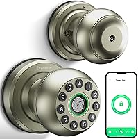 Vista 8 de Manija de puerta inteligente con cerradura de huella dactilar 4-en-1, entrada sin llave (huella dactilar/aplicación/código/llave), puerta biométrica