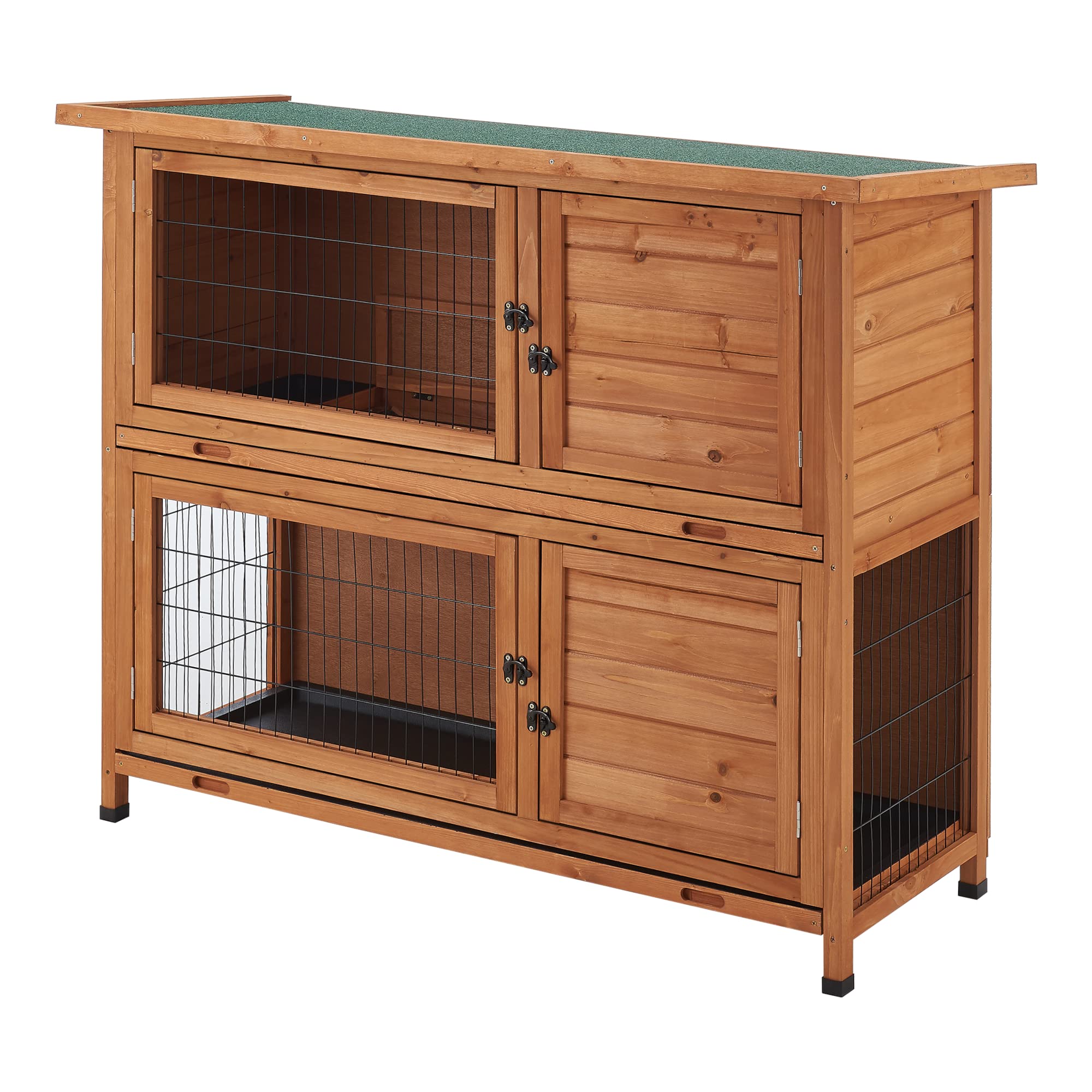 [en.casa] Kaninchenstall Falkenau 104 x 122 x 50 cm Kleintiergehege Hasenstall Tierstall Hasenkäfig Kleintierstall doppelstöckig Tannenholz