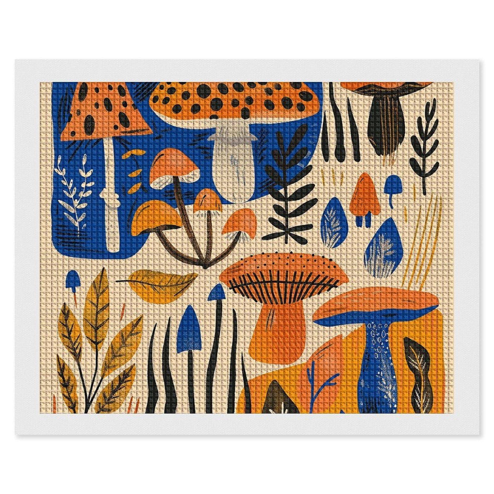 NONHAI Diamond Painting Kits for Adults - DIY Diamond Art Kits for Beginners - Full 5D Paint Drill Diamond Dots Paintings- Mushrooms and Leaves Diamonds Pictures Gem Art and Craft Wall Decor 16"x20"