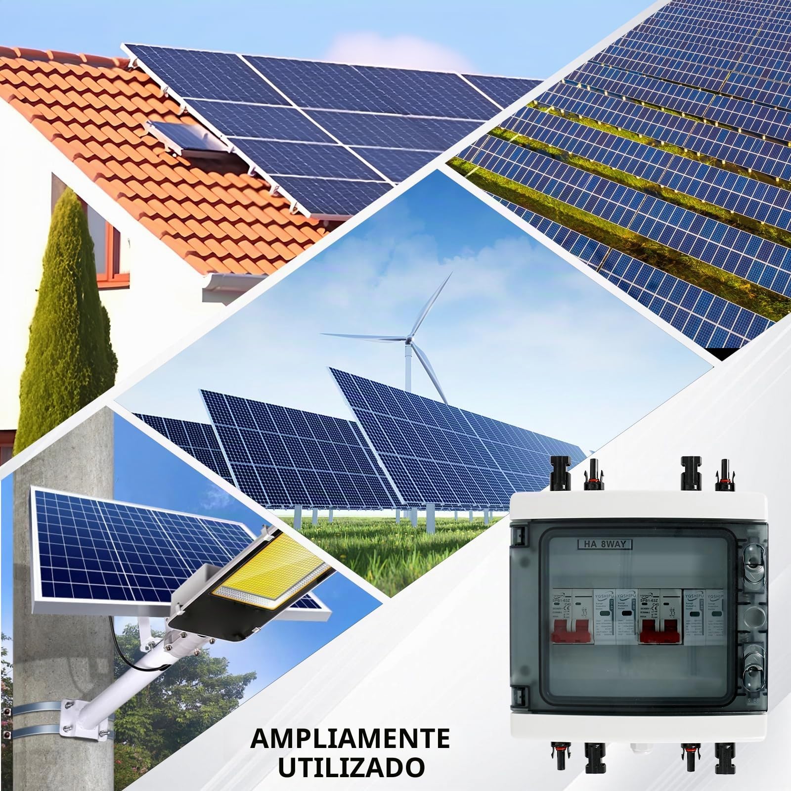 Protección Contra Sobretensiones Fotovoltaica, Disyuntor CC 40 A/500V | Disyuntor de Protección contra Rayos(2 In 2 Out), Caja de Conexión Solar Fotovoltaica IP65 a Prueba de Agua