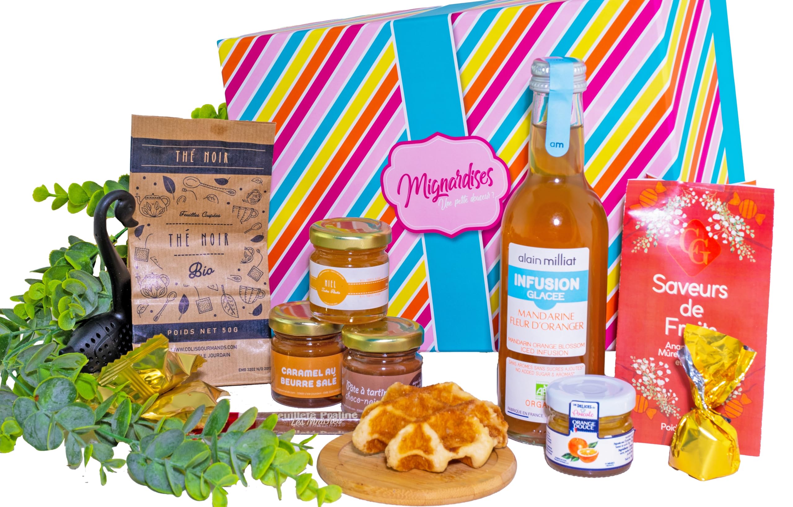 COLIS GOURMANDS Panier Garni Sucré Coffret Gourmand à Offrir Idéal pour Cadeau Chandeleur Fête des Mères Fête des Pères Anniversaire Noël Retraite