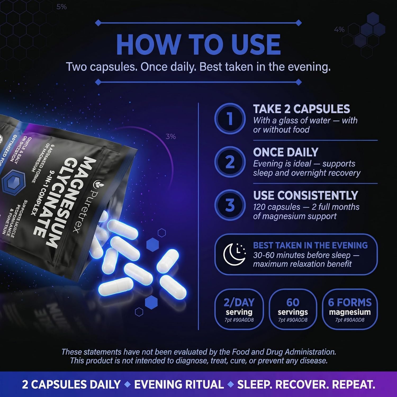 Magnesium Glycinate Complex, 120 Vegan Capsules, 9-in-1 Formula with 6 Advanced Forms, Supports Muscle Performance, Maximum Absorption