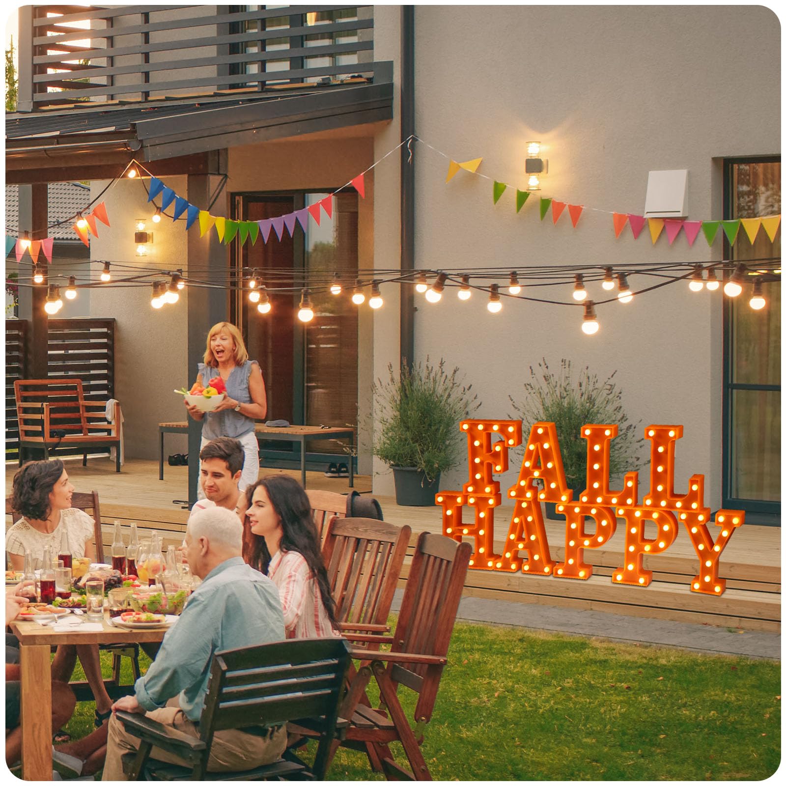 Fabbay 9 Pcs Happy Fall LED Marquee Letter Lights Marquee Autumn