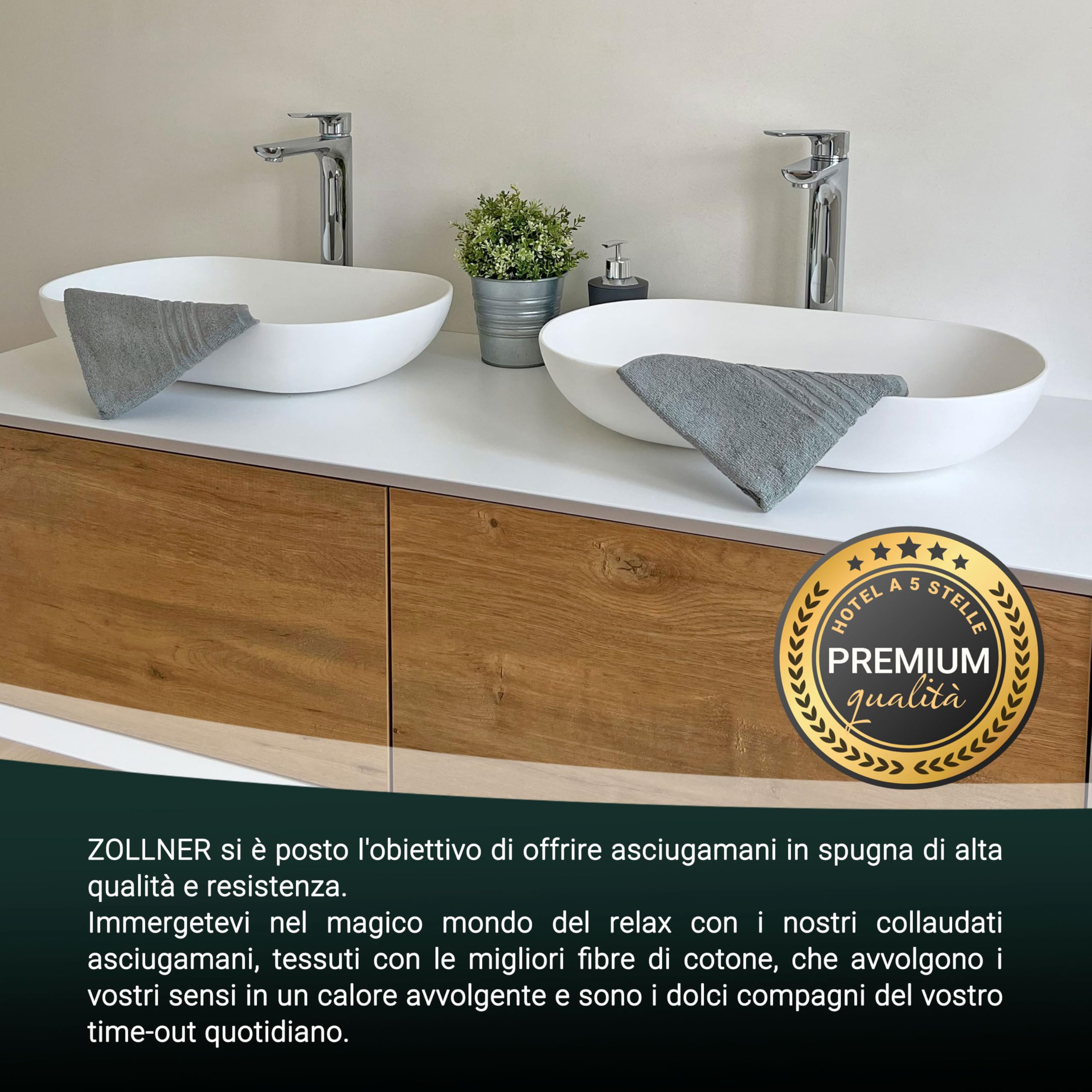 ZOLLNER Ręczniki Szare Komplet 10 szt. 50x100 cm 100% Bawełna Premium