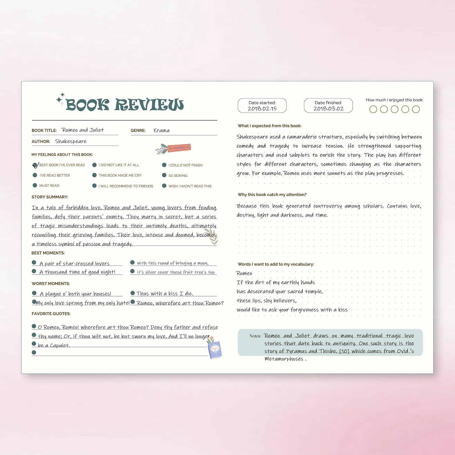 TIEFOSSI Reading Journal for Book Lovers, Track Your Reading Progress, 85 Book Reviews, Stage Reading Record, Hardcover A5 Journal Reading Planner, Gifts for Readers - Image 7