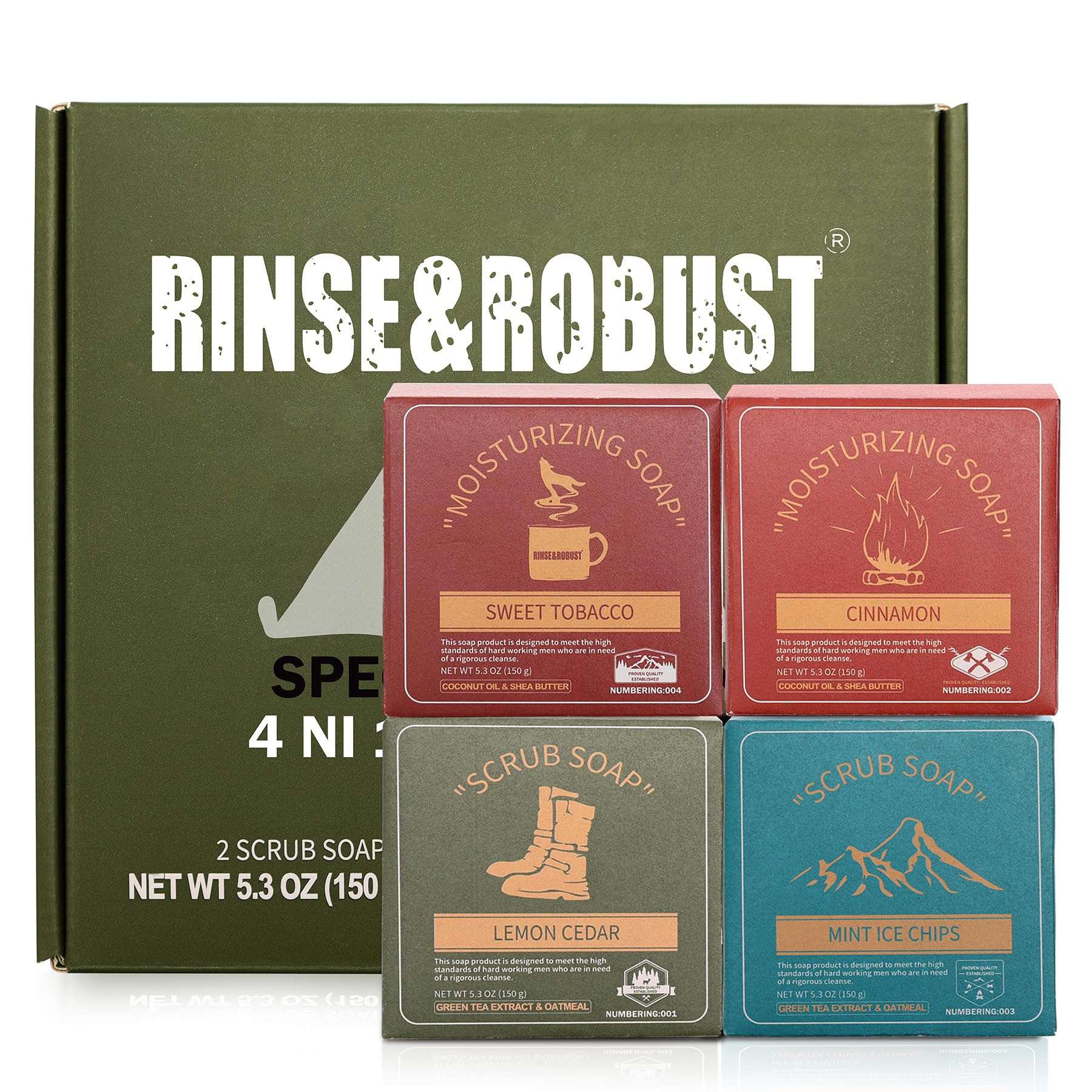 Rinse & Robust Natural Exfoliating Bar Soap for Men