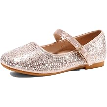 shoeslocker Girl Dress Shoes-Little Girl Mary Jane Shoes Wedding Party Casual Soft Walking Rosegold Size 3