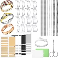 Vista 1 de 100 piezas de ajuste de tamaño de anillo para anillos sueltos con herramienta de medición de tamaño de anillo, protectores de anillo invisibles