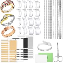 100 Pcs Ring Sizer Adjuster for Loose Rings with Ring Size Measuring Tool, Plug-in Invisible Ring Guards Silicone Tightener EVA Foam Ring Size Adjuster Set with Polishing Cloth