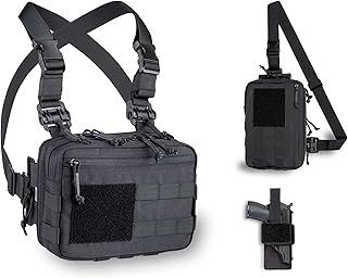 CLTAC Tactical Chest Rig Bag Concealed Carry CCW Sling Backpack Military Molle Utility Admin Pouch IFAK Medical EMT Organizer EDC Pack for Outdoor Hunting Shooting Hiking(Holster Included)