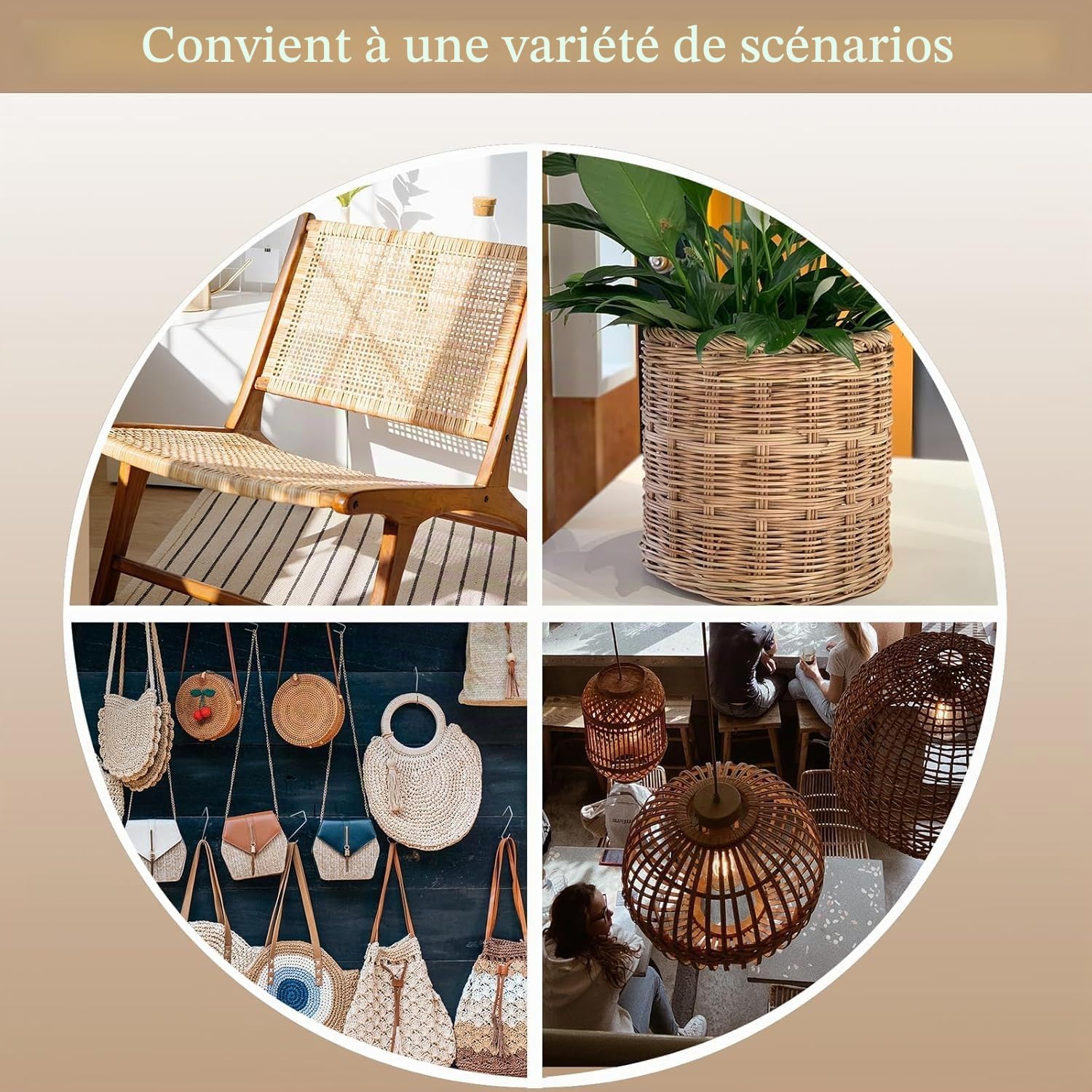 Sangle Cannage Rotin Rouleau, Cannage Rouleau pour Meuble, Nature canage,Naturel en Rouleau, Fabrication Artisanale pour Bricolage Armoire Chaise Meuble 50 X 300 Cm