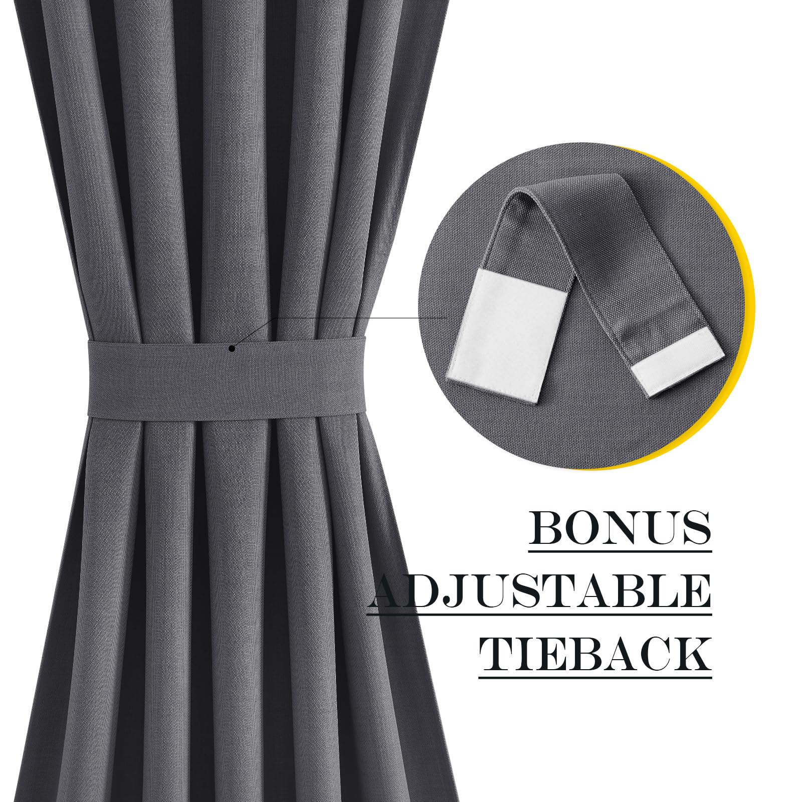 NICETOWN 1 Panneau de Rideaux occultants en Faux Lin pour Porte-fenêtre, 76,2 x 182,9 cm, Isolation Thermique avec Passe-Tringle, Gris Anthracite