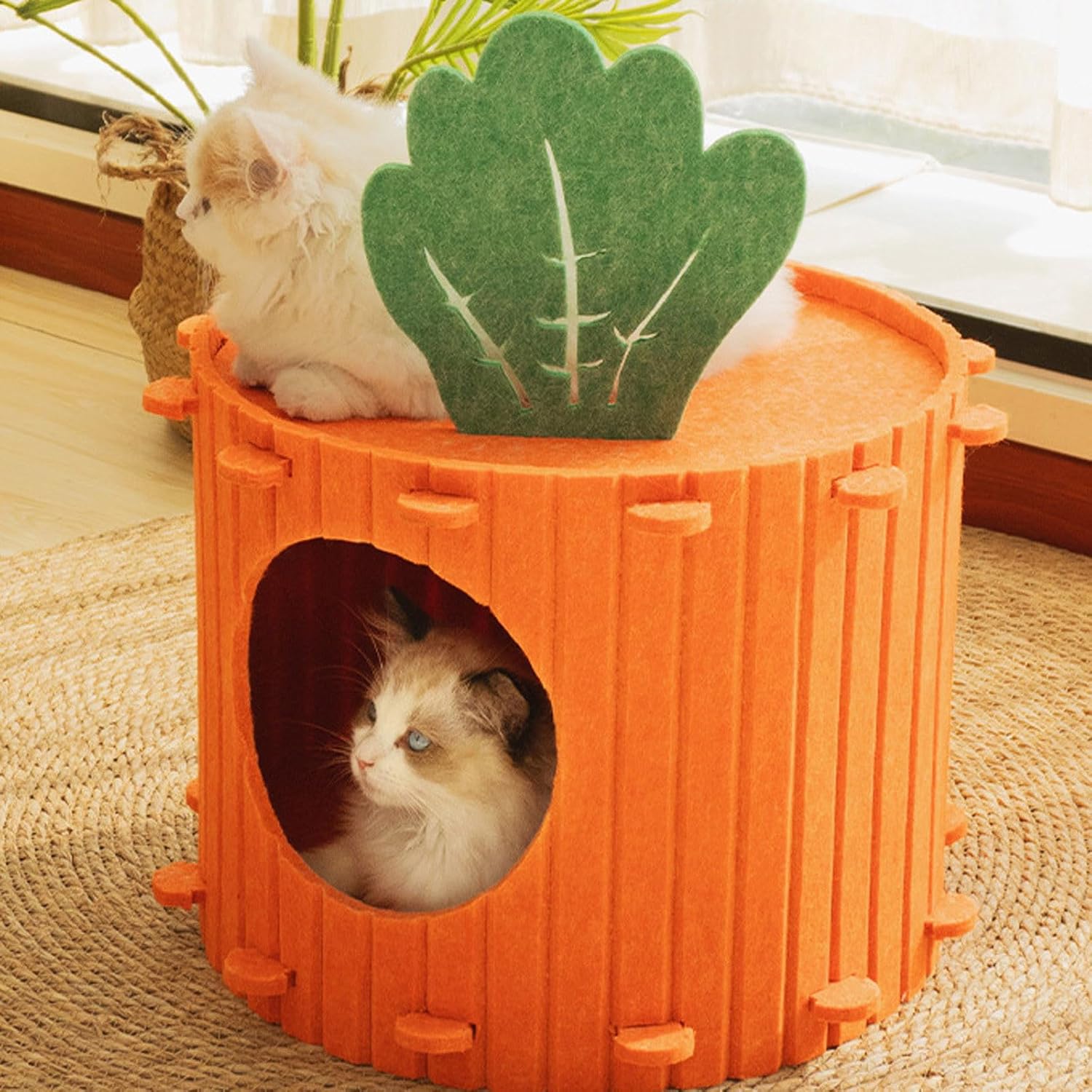 Cat Litter Hot Cat Mat, Carrot Cat House Indoor, Shark-Shaped House, Warm Kennel Kitten Bed, One Mat Two Usage Shark Bed for Small Cat Dog Cave, Cozy Bed Removable (B, 15.75" * 15.75") B 15.75" * 15.75"