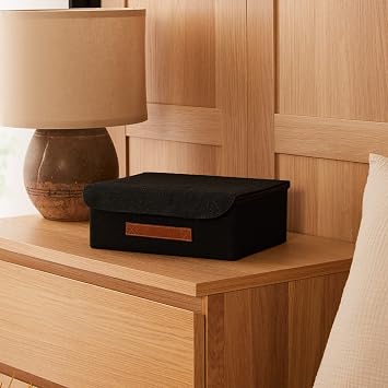 Ocean Home Textile Box with Black Color Jute Cover in Drawer 30 x 23 x 11 cm