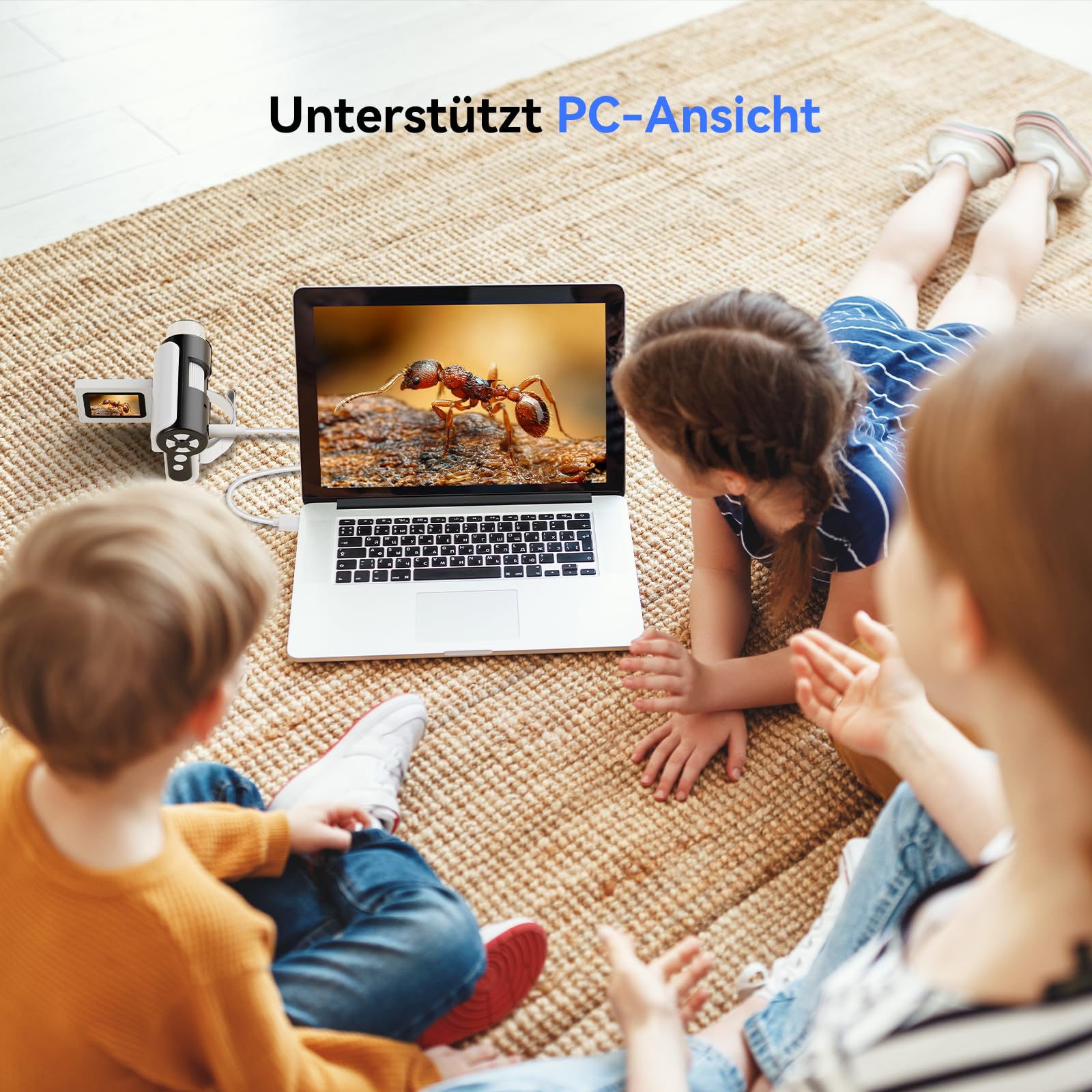 TOMLOV P20 Handheld Digital Mikroskop für Kinder, Mehrere Taschenmikroskop, Tragbare 1080P DV-Kamera mit klappbarem 2-Zoll-LCD-Bildschirm, Kompatibel mit MacOS & Windows, 6 Pcs Objektträger, 32GB