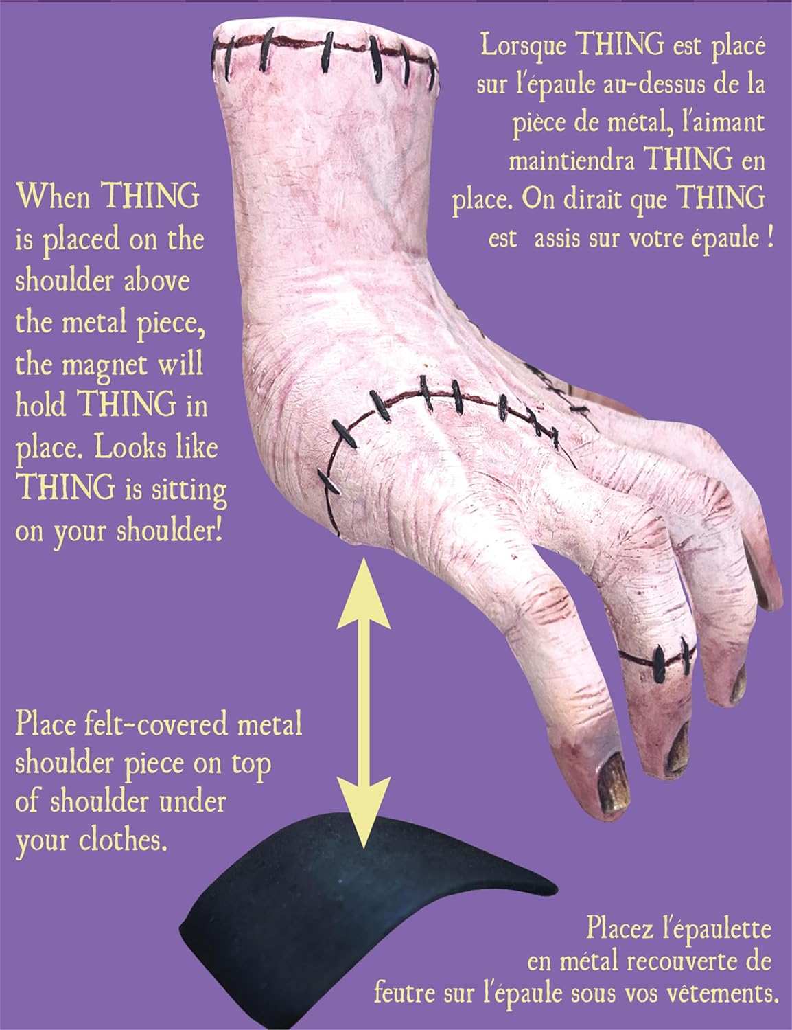 Rubies Wednesday TV Series: Thing Animatronic Molded Shoulder Sitter with Magnetic Attachments for Adults, No Size White