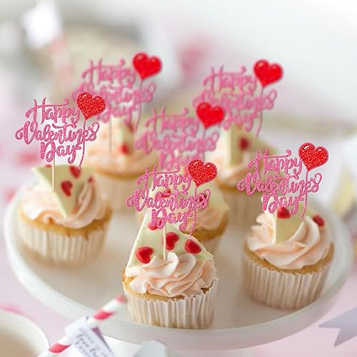 Miniatura 193 de Rsstarxi 36 Pack Happy Valentine's Day Cupcake Toppers Glitter Cupid Love Heart Lip Kiss Me Be Mine Cupcake Picks for Valentine's Day Theme Wedding