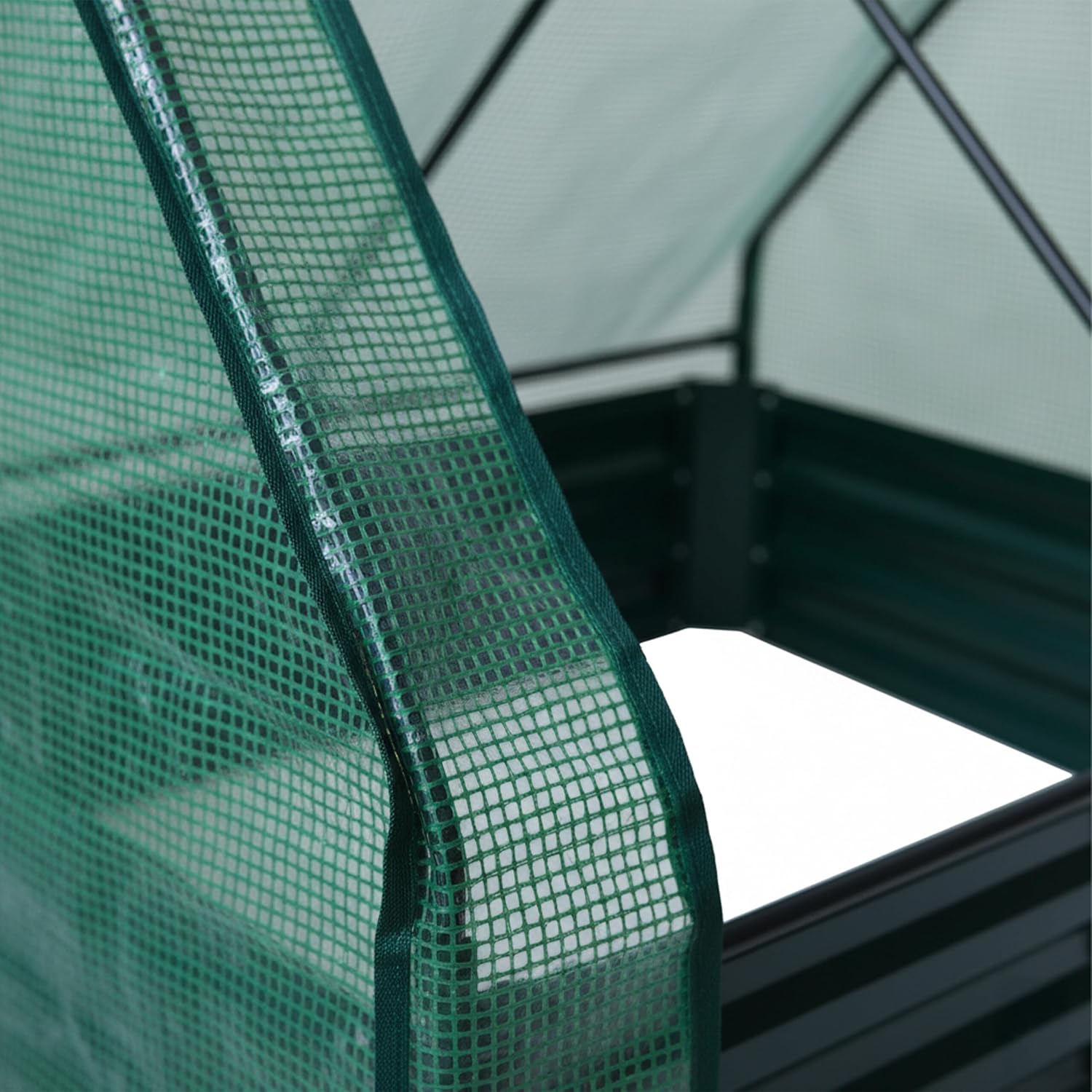 Relaxdays Raised Bed with Greenhouse, for Flowers, Plants and Vegetables, H x W x D: 92 x 125 x 95 cm, Garden Plant Bed, Green