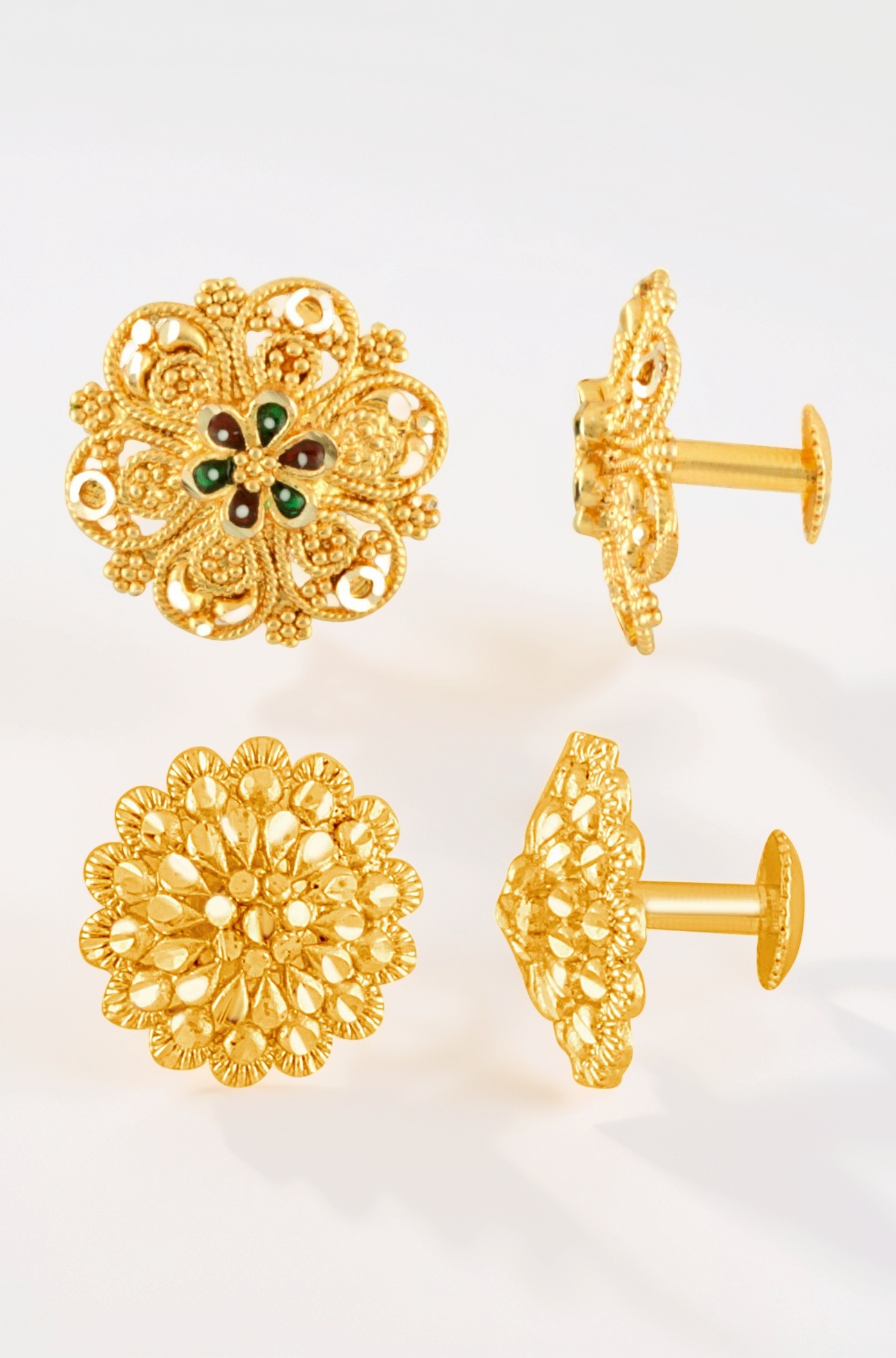 MEENAZ Earrings For Women girls Combo Set Pack Traditional Temple 1 One Gram Gold 18k Copper Brass Ruby Meenakari South Indian Screw Back Studs Tops Stud Fashion Stylish Hoop Bali Ear rings combo-M29