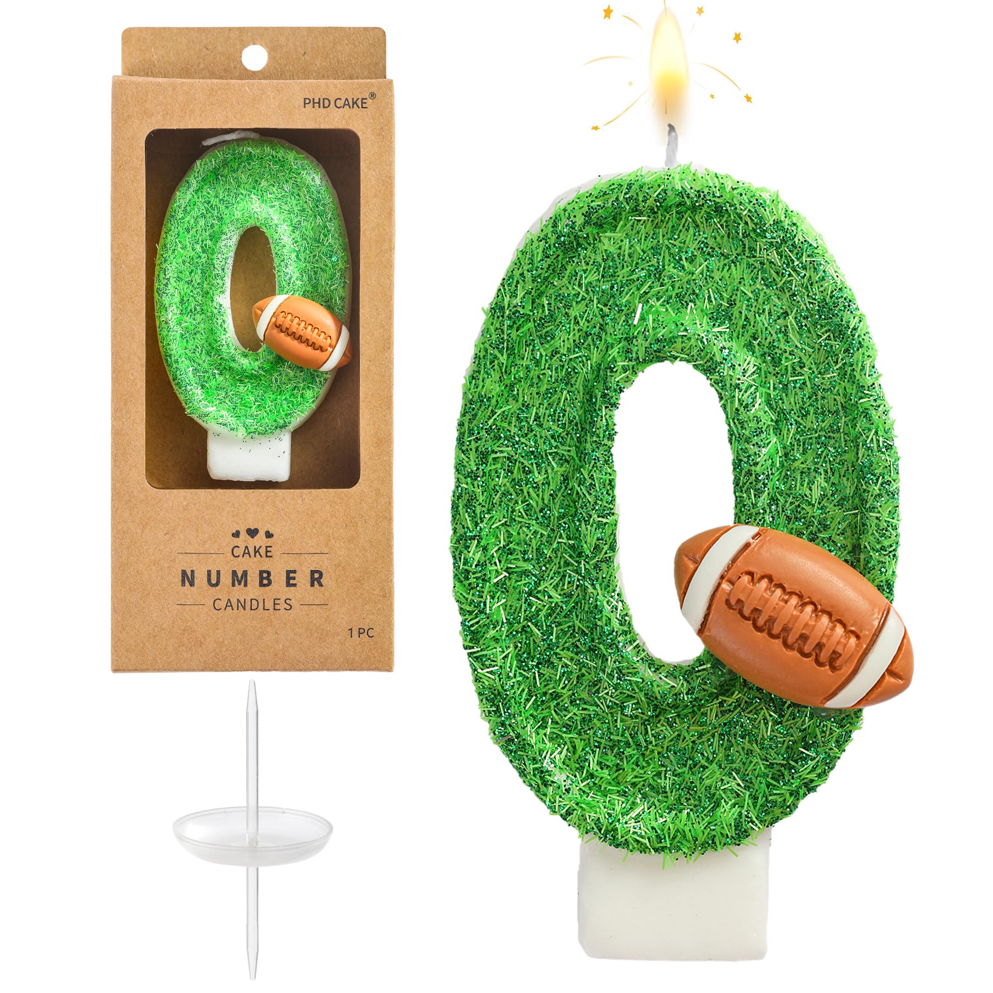 PHD CAKE Number 0 Football Birthday Candles, Football Themed Number Candles, Party Celebration