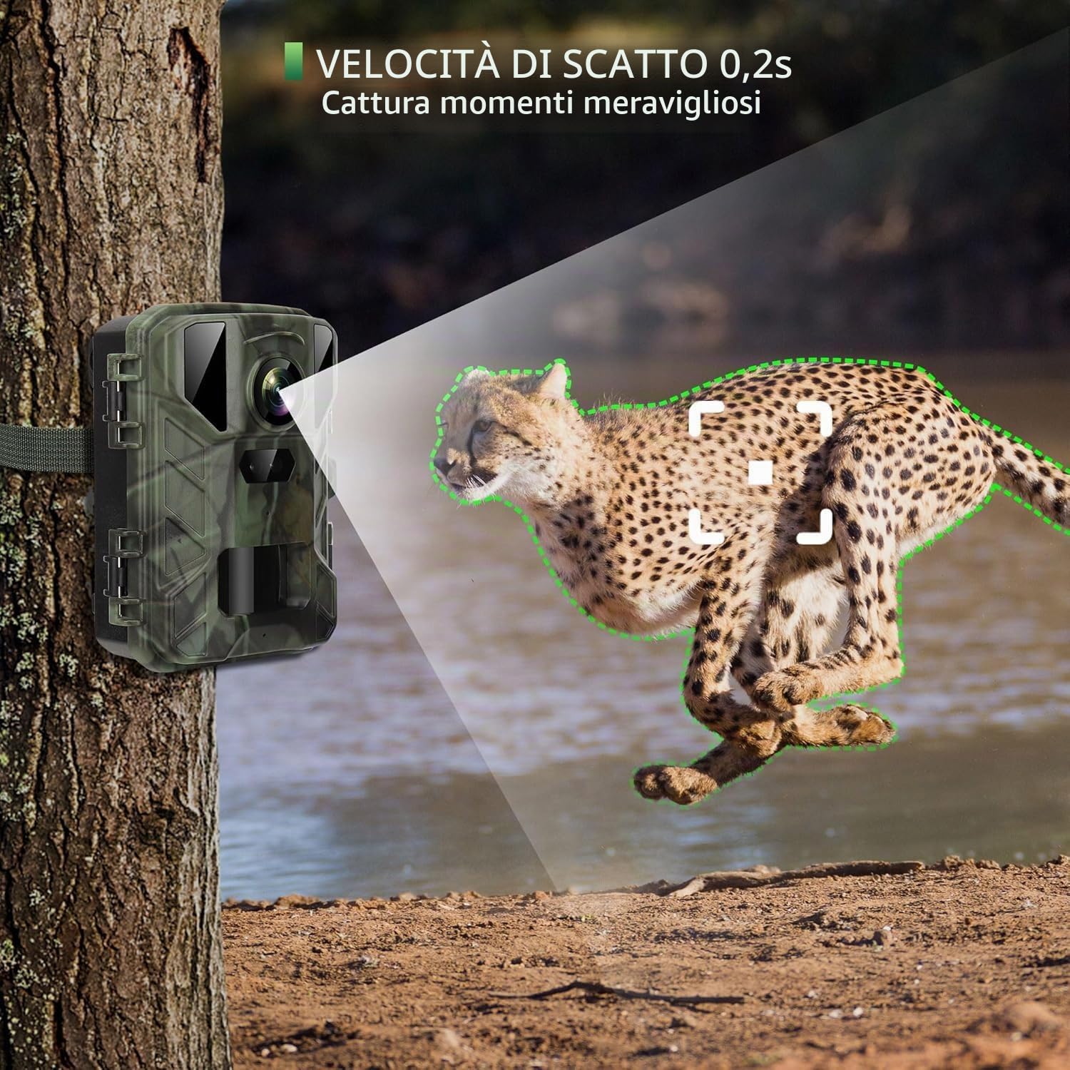 Mini Fototrappola Notturna 50 MP 4K, Fotocamera Caccia 850nm IR LED, Fototrappole Velocità di Trigger 0,2S, Impermeabile IP65, Fino a 25m, con Scheda da 32GB (MINI800)