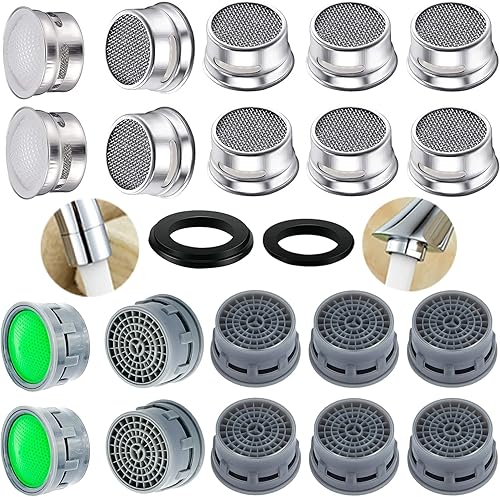 20 juegos de aireadores de grifo con juntas, piezas de repuesto de restrictor enchufable de 2.2 GPM para aireadores enchufables de baño o cocina