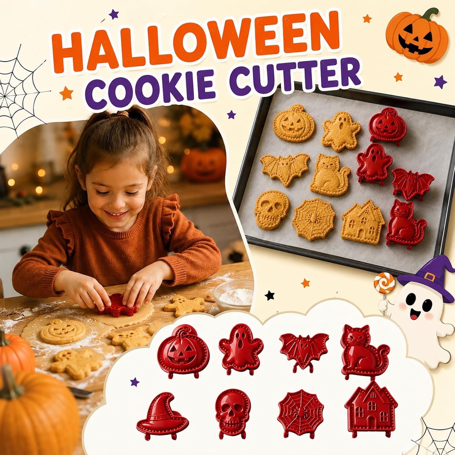 Halloween Mini Hand Pie Molds Set Baking Supplies Fall Themed，Pumpkin