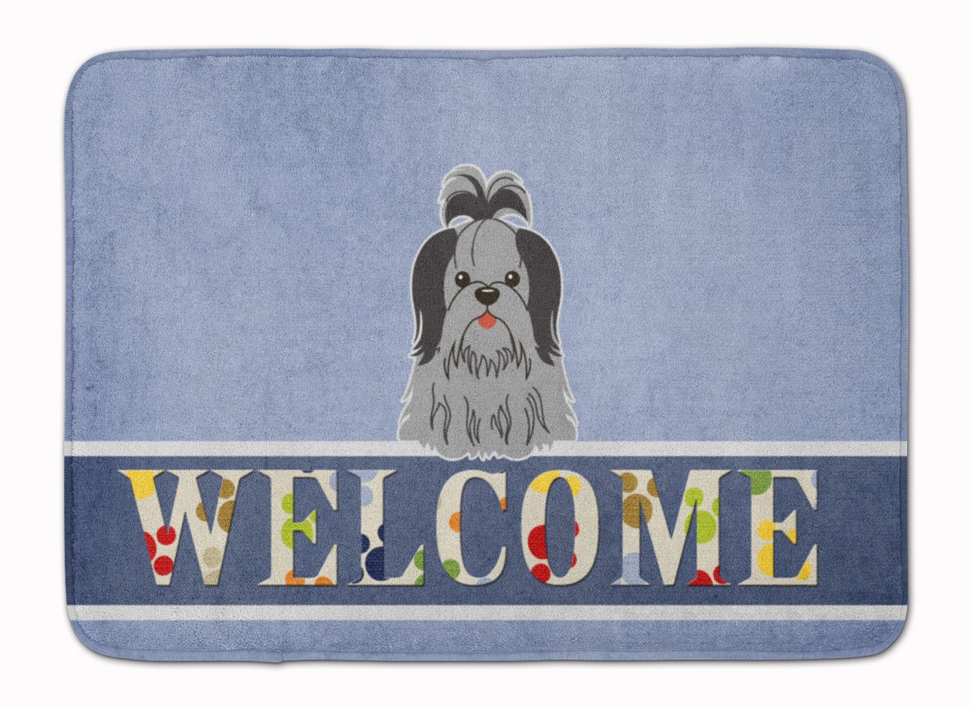 Caroline's Treasures BB5670RUG Shih Tzu Black Silver Welcome Machine Washable Memory Foam Mat, Bathroom Rug, Non-Slip Bath Mat, Durable Thick Washable Rugs for Kitchen, Bathroom Quick Dry, Decorative