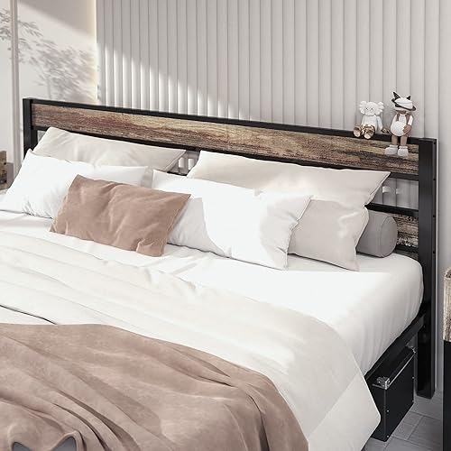 Miniatura 4 de LIKIMIO Marcos de cama California King fácil de montar sin ruido no necesita somier marcos de soporte de metal fuerte y pesados tamaño California