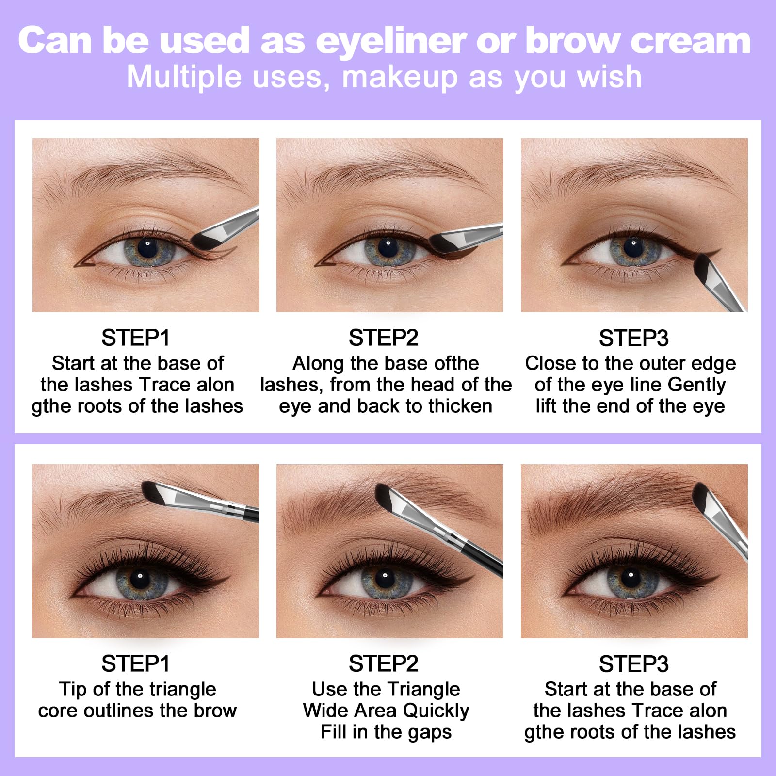 Juego de delineador de ojos, kit de maquillaje impermeable con lápiz delineador líquido, delineador de ojos de gel y pincel delineador de ojos en ángulo, impermeable, resistente a las manchas 8