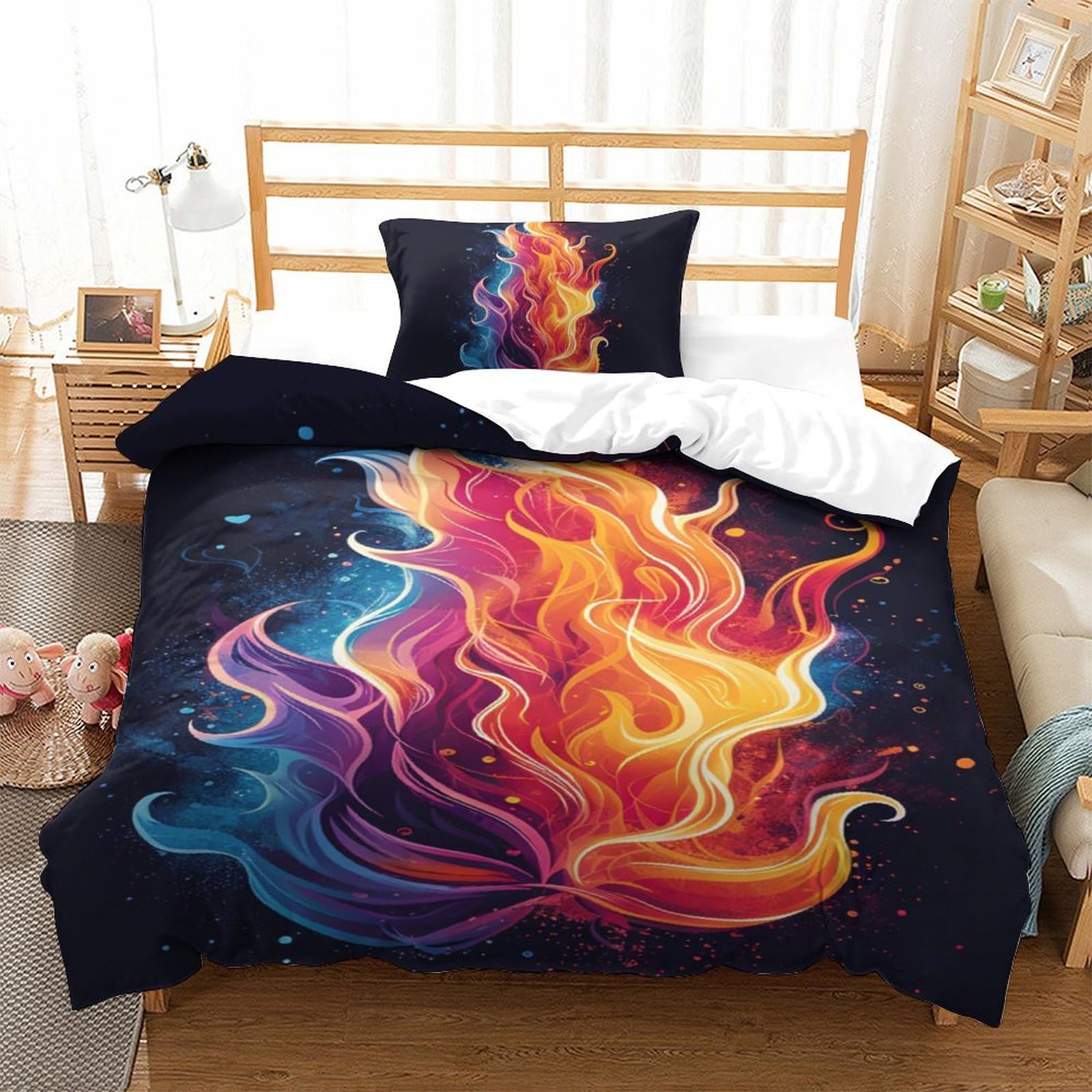 Housse de couette Flamme 3D pour relooker une chambre d'ado moderne