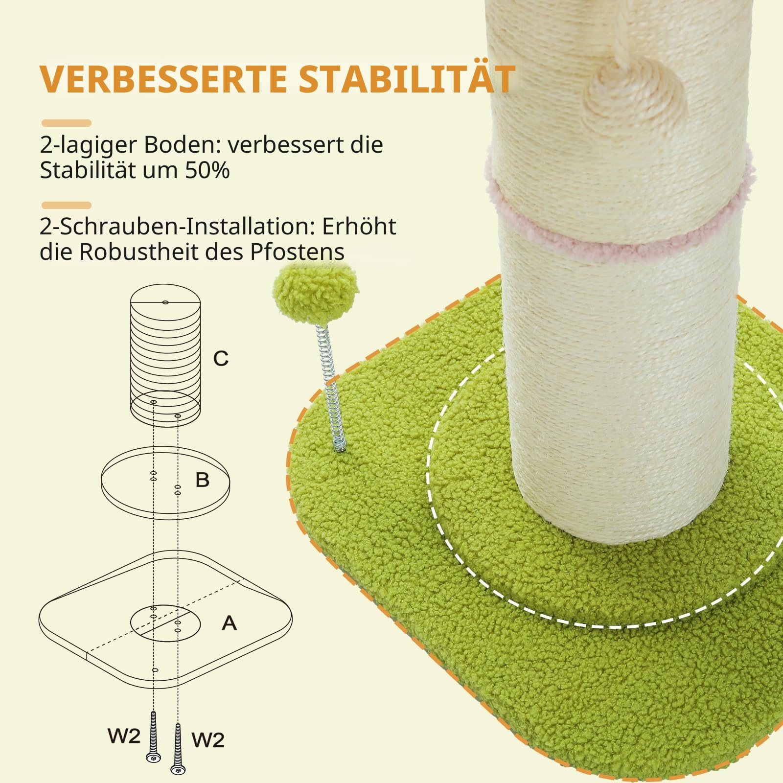 PAWZ Road Flower Katzenkratzbaum - Kleiner Katzenbaum für Indoor-Katzen Mit Super Dickem Kratzbaum [Dia=14cm], Abnehmbares Blumen-Katzenbett, Federball - Rosa