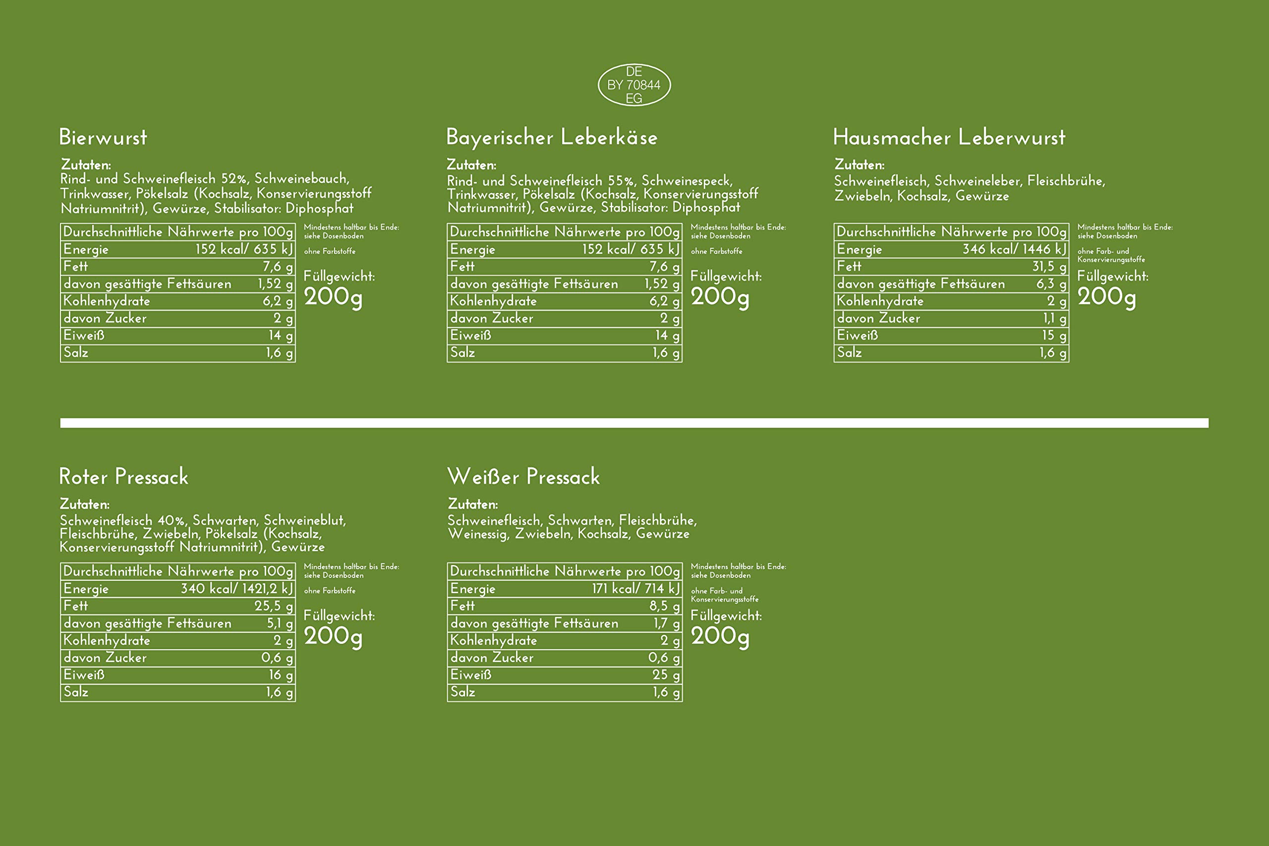 Dreier Dosenturm Set - 15 schmackhafte wie auch traditionelle Feinkost Wurstkonserven aus der Feinkost - Wurstmanufaktur Diem - Langes MhD - Gourmetwurst