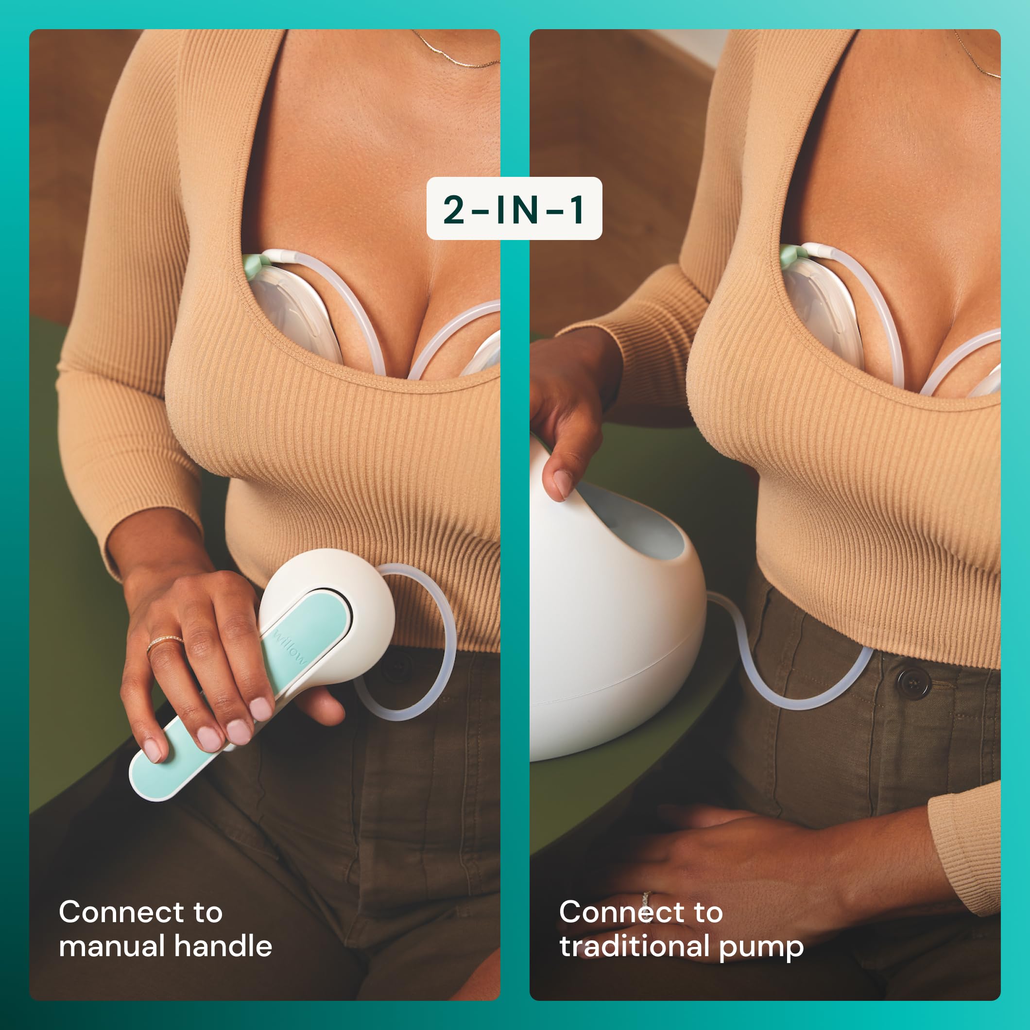 Willow Wave Handmilchpumpe, tragbar, passt vollständig in den BH, ergonomischer Griff, tragbare Stillpumpe, Krankenhausqualität, nach der Geburt