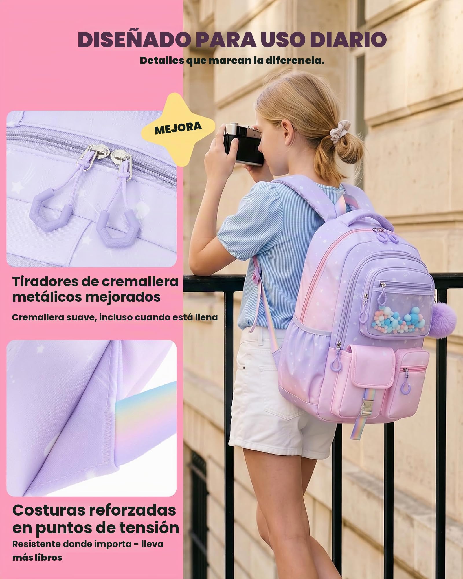 Amythe Set 3 Piezas Mochila Niña 1°-5° Primaria