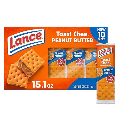 Vista 218 de Lance Galletas sándwich, mantequilla de maní ToastChee, 20 paquetes envueltos individualmente, 6 sándwiches cada uno