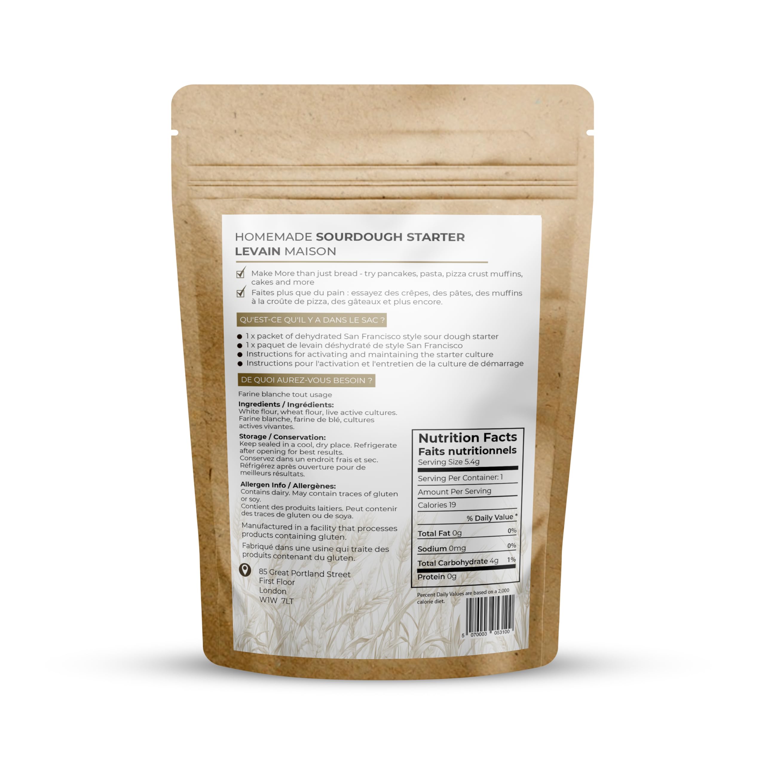 Masa Madre Deshidratada Estilo San Francisco | Levadura Natural para Pan Casero, Pizza, Focaccia | 15.4g Pack 1