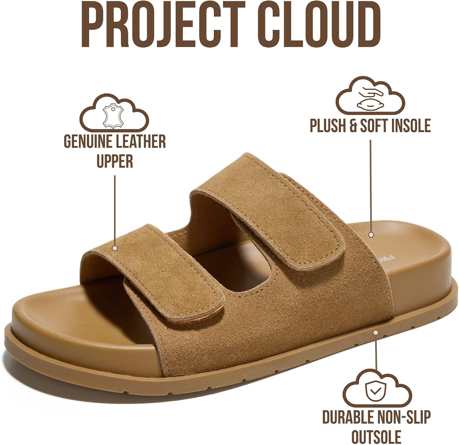 Project Cloud Sandals for Women - Trendy Sandals for Women 2026 with Adjustable Straps - Plush and Soft Insole Womens Slides - Non Slip Outsole Slides