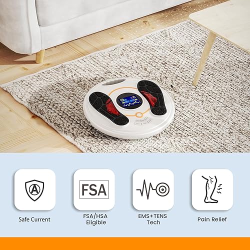 Miniatura 3 de Creliver Estimulador de circulación de pies para alivio del dolor de neuropatía, masajeador de pies EMS con 4 unidades TENS para salud corporal,