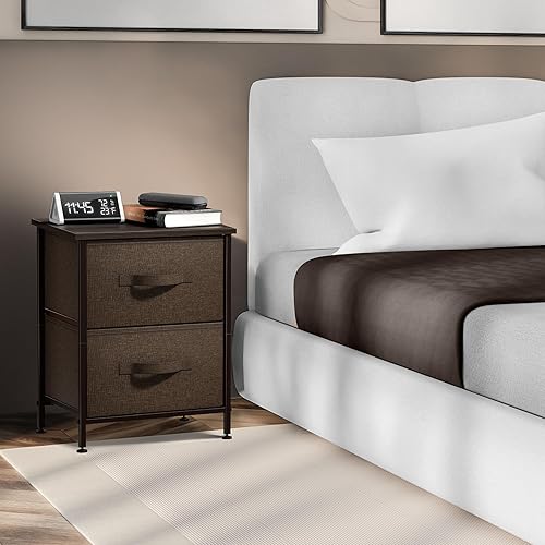 Vista 100 de Sorbus Cómoda de mesita de noche con 2 cajones de madera sintética, mesita de noche con almacenamiento para dormitorio, sala de estar, armario
