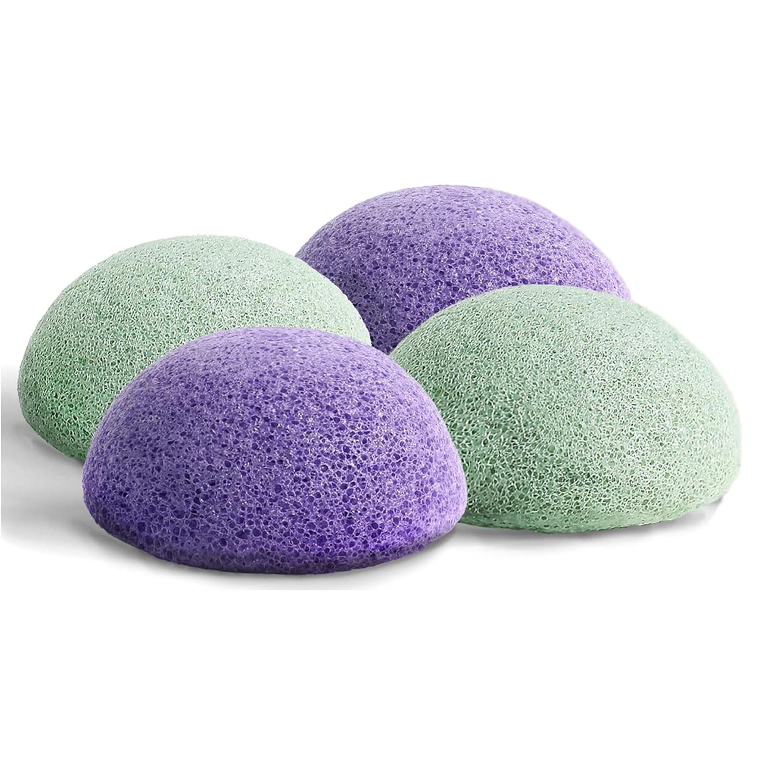 Natural Konjac Sponge is made form konjac powder. It is ideal for everyone especially suitable for sensitive skin. Cleansing and Exfoliation Set-4, (2 Lavender Purple, 2 Aloe Green)