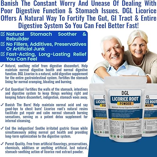 Miniatura 2 de Kidney Restore DGL Suplemento de polvo de raíz de regaliz  Hecho de extracto de raíz de regaliz para la salud digestiva y apoyo del revestimiento