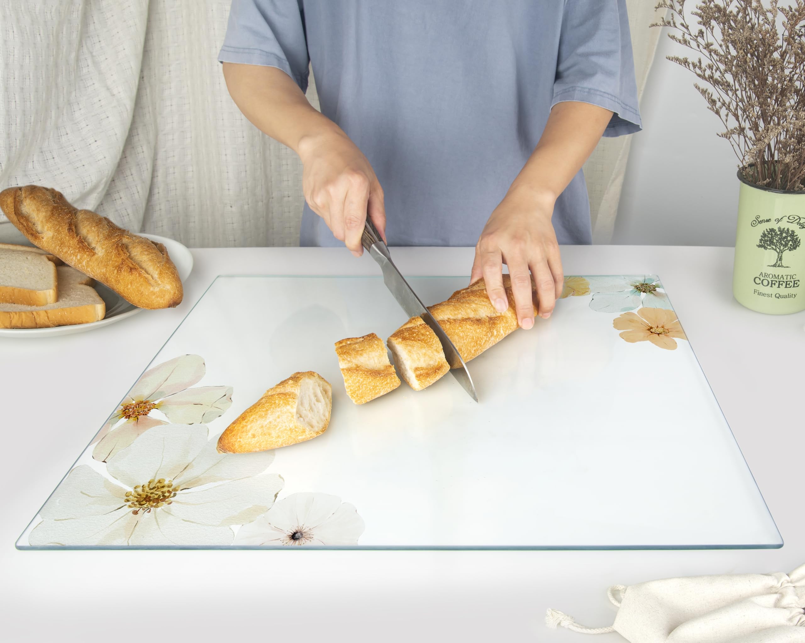 Tagliere In Vetro Temperato 60x52 Cm Con Stampa Occhi Di Gatto – Antigraffio, Resistente Al Calore (fino A 200°C) E Con Piedini Antiscivolo