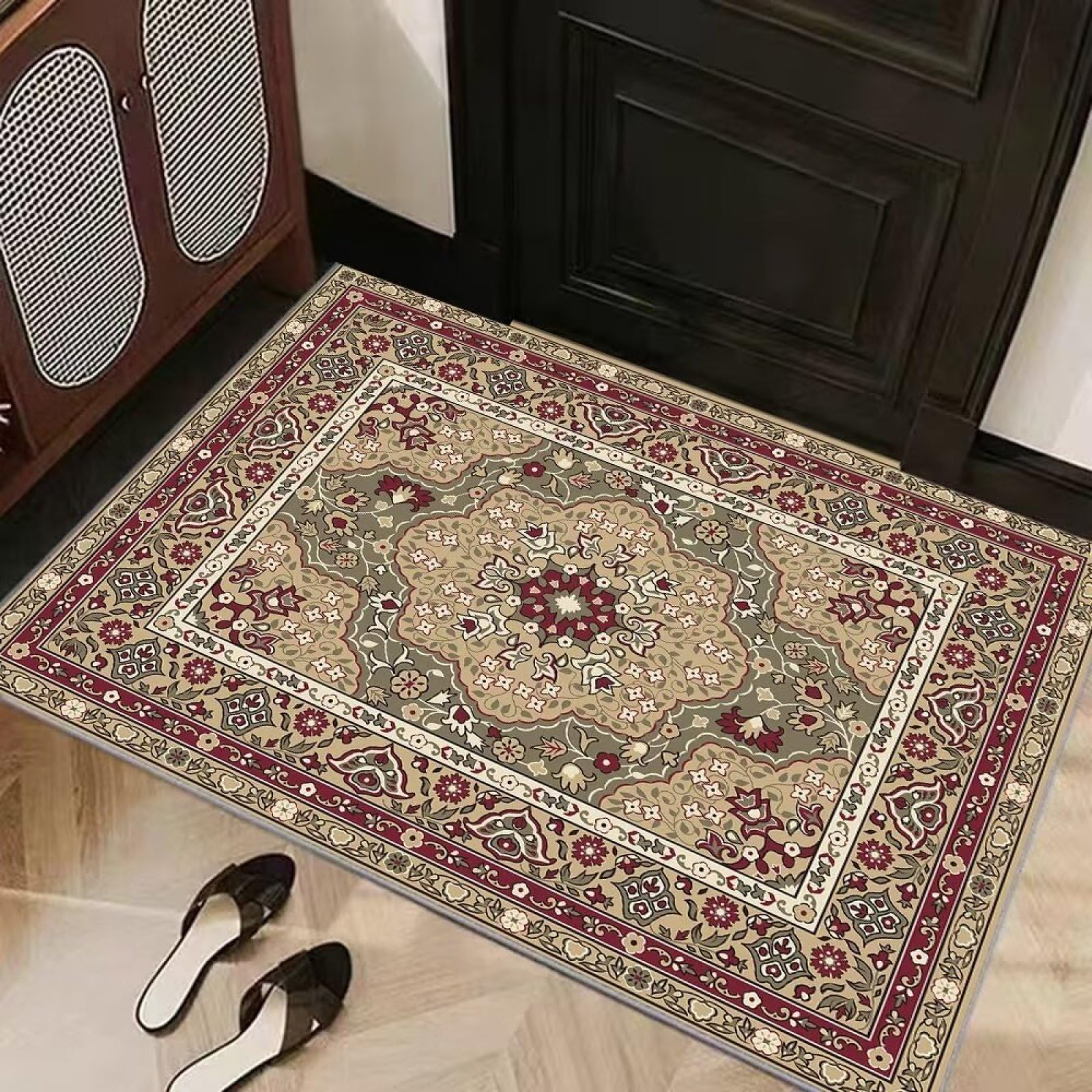 Felpudo Entrada Casa Vino Flor Roja Alfombra Salon Lavable Alfombra Entrada Casa Exterior Poliéster Felpudo Exterior Suave Alfombras de Salon Antideslizante Alfombras de Habitacion 100x150cm